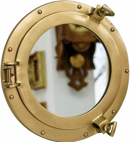 Specchio oblò ottone lucido - , |