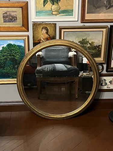 Specchio vintage noce tondo - vintage,