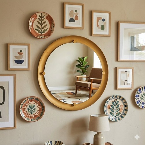 Specchio circolare vintage - specchio,