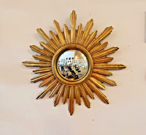 Miroir soleil vintage doré